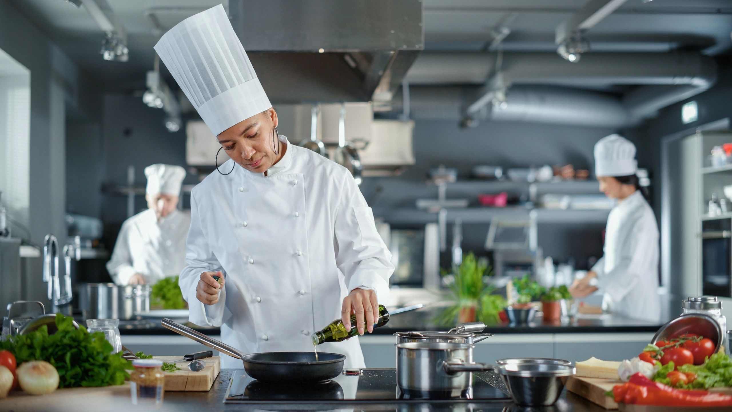 Chef preparing barbecue in a professional kitchen