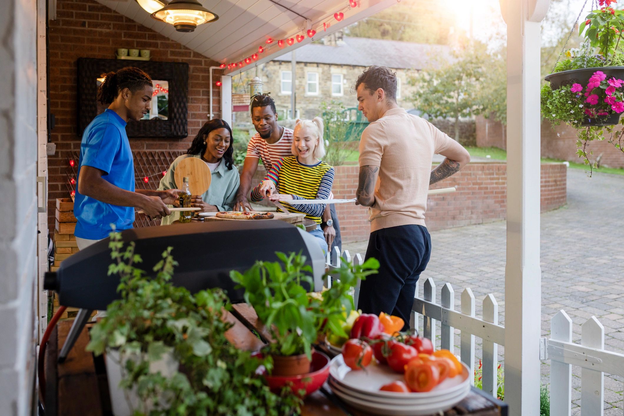 Guests enjoying food together at an event