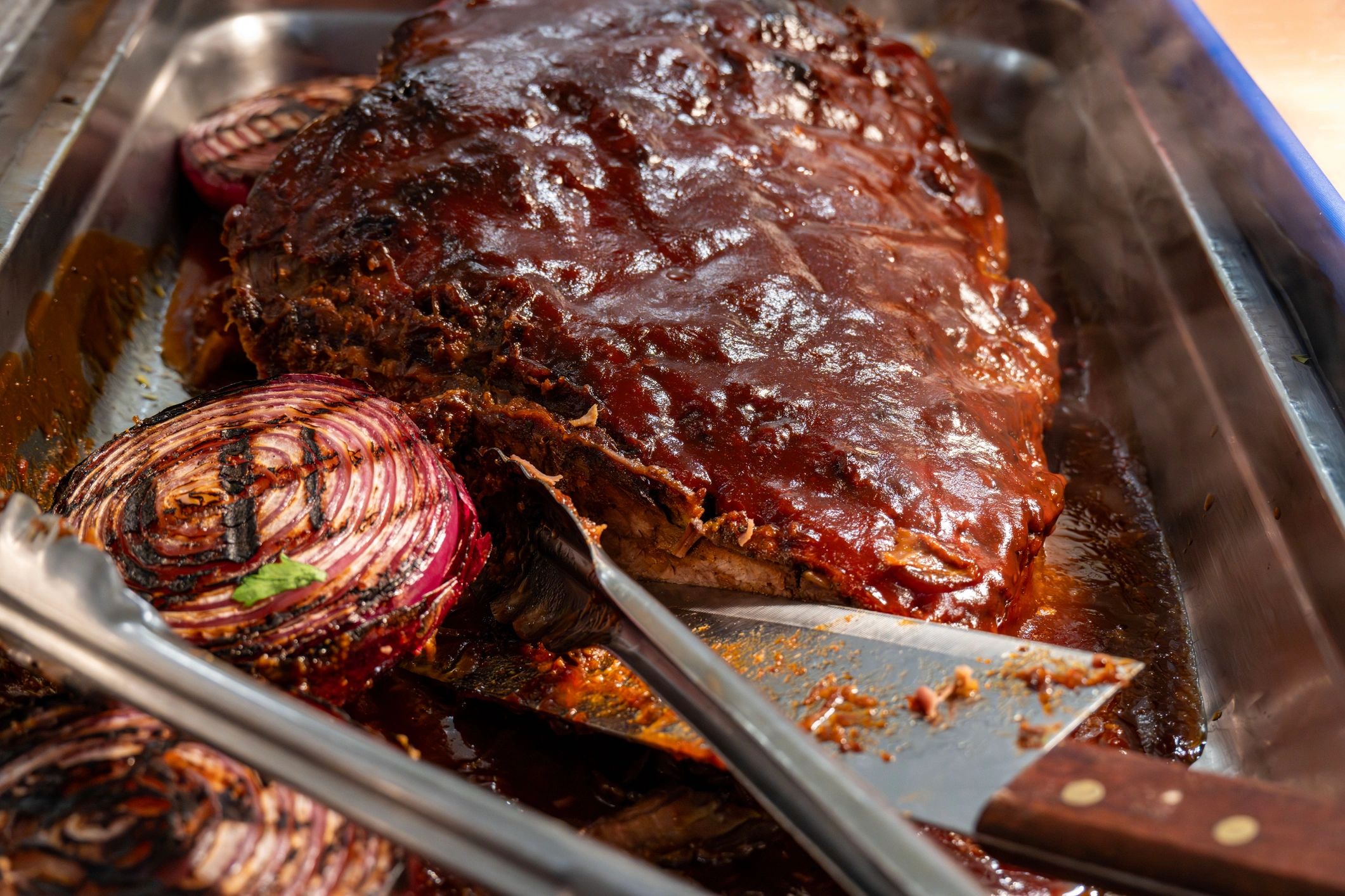 Sliced smoked brisket